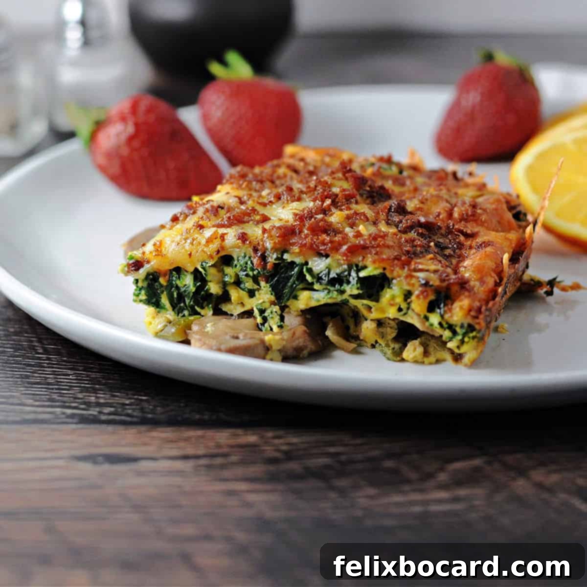 Keto Breakfast Casserole with Spinach, Bacon, and Eggs 1 featured 12692