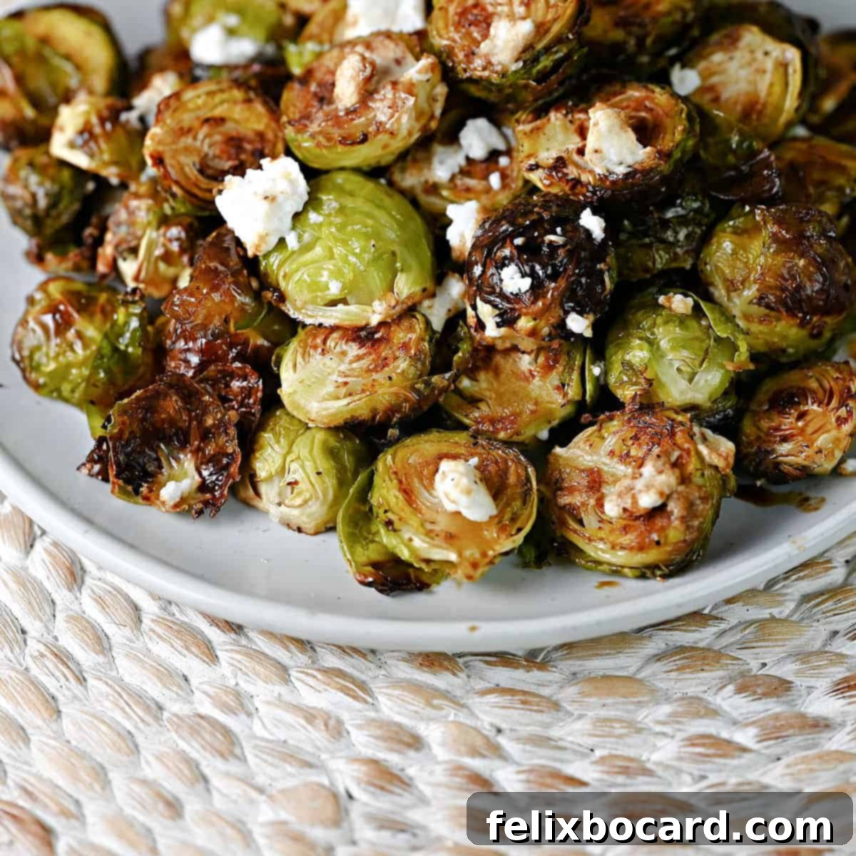 Roasted Brussels Sprouts with Tangy Goat Cheese and Balsamic Glaze 1 featured 921