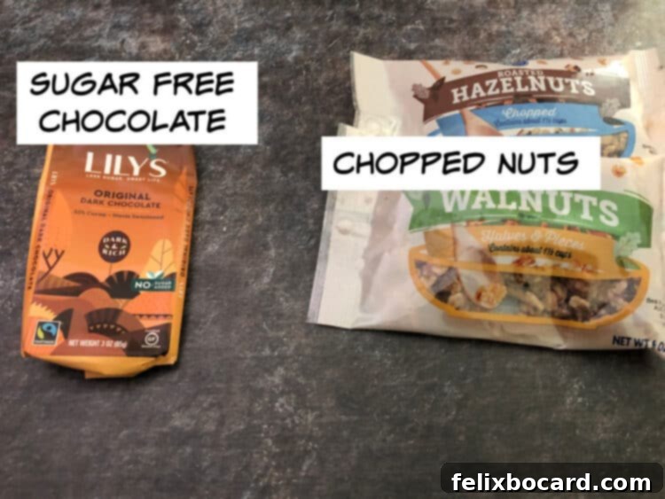 ingredients needed for nut clusters: chocolate and nuts