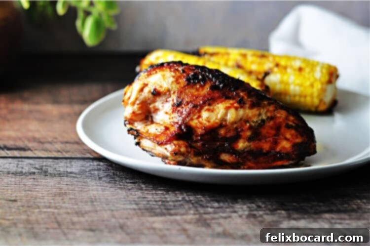 Keto Grill Master Sauce 4 Keto BBQ chicken breast on a plate with corn on the cob