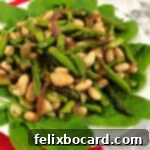 Close-up of bean and asparagus salad