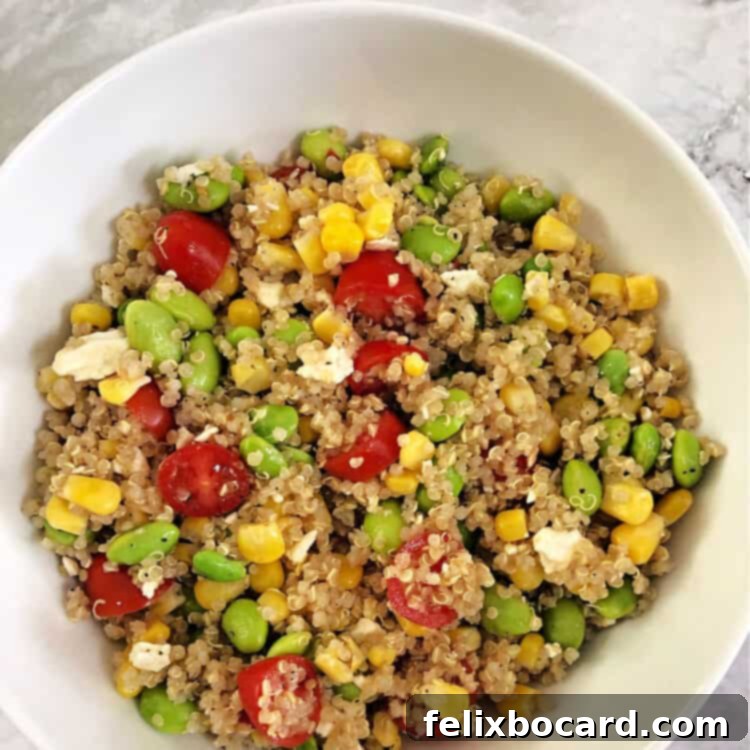 Quinoa Edamame Salad mixed and ready to serve