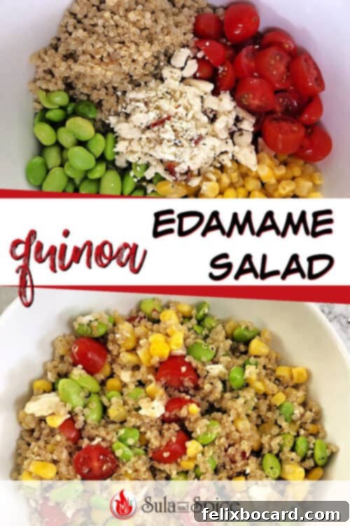 pin for quinoa edamame salad