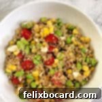 Quinoa Edamame Salad mixed and ready to serve