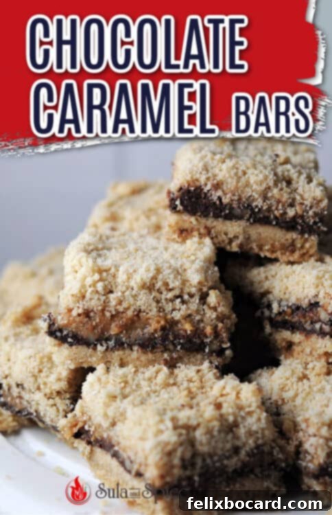 Promotional image for chocolate caramel bars recipe
