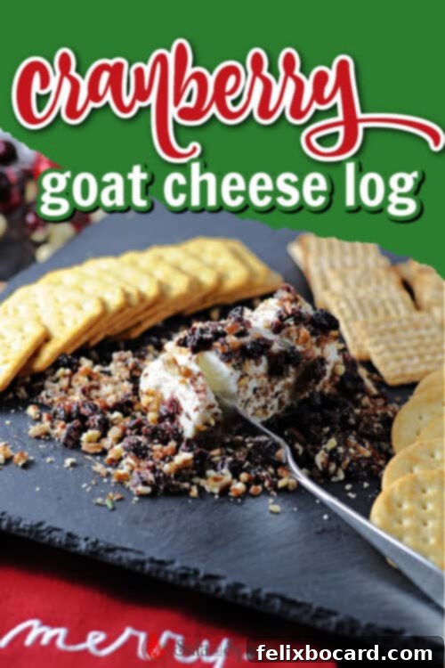 Pin this easy cranberry goat cheese log recipe for your next holiday party!