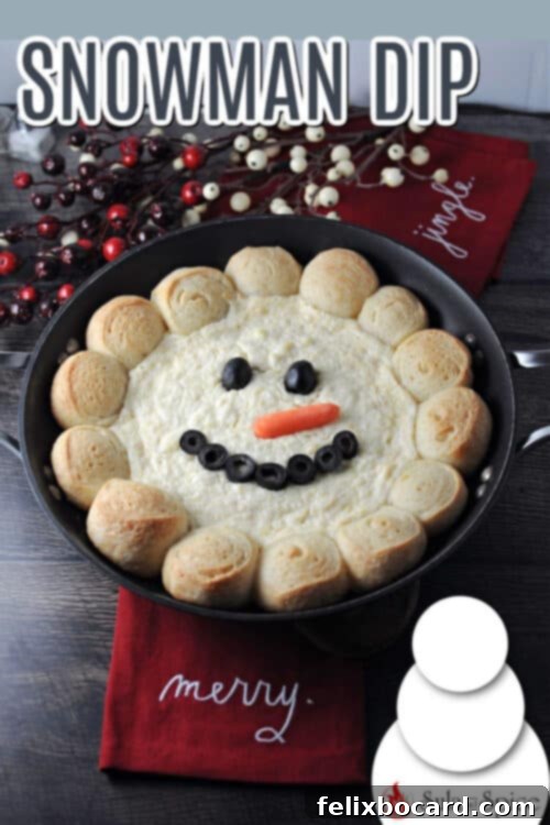 Pinterest Pin image for Snowman Dip recipe