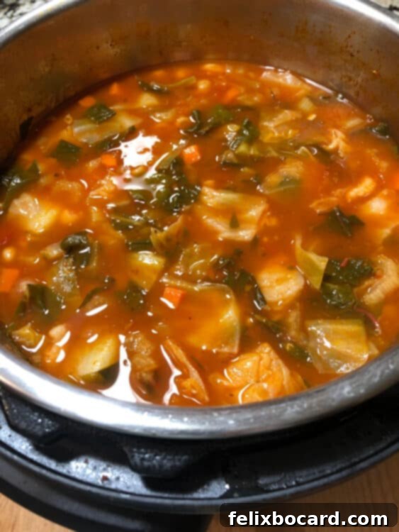 fully cooked minestrone in the instant pot