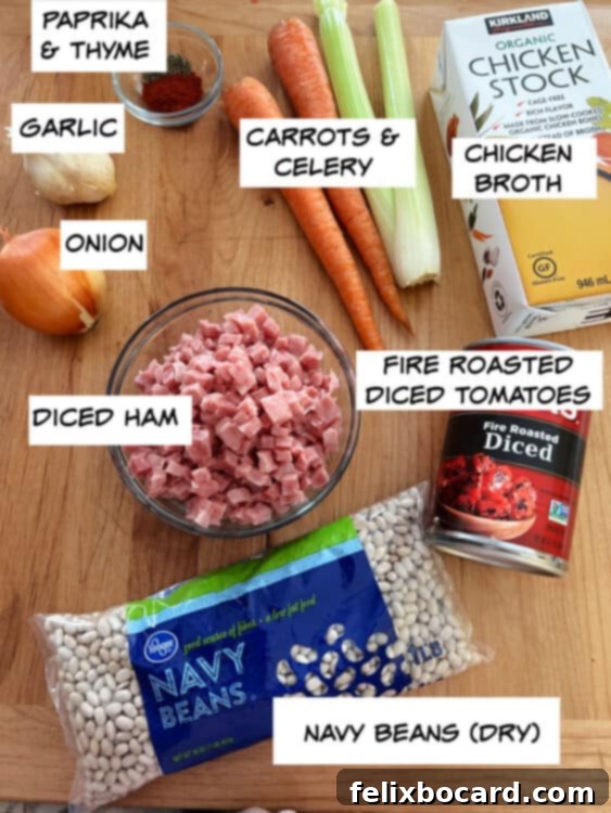 Hearty Instant Pot Ham and Navy Bean Soup 3 ingredients for navy bean soup