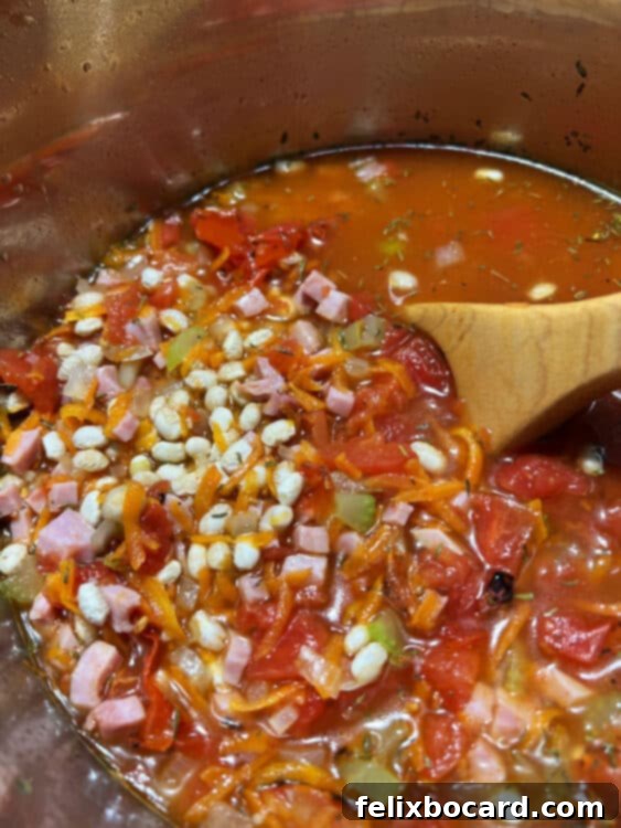 Hearty Instant Pot Ham and Navy Bean Soup 6 all ingredients ready to be cooked