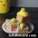 peeps rice krispie treats on a small plate.
