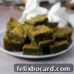 matcha bronies stacked on a plate