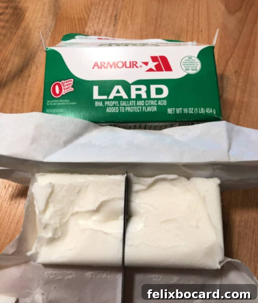 A block of lard, ready for use in suet