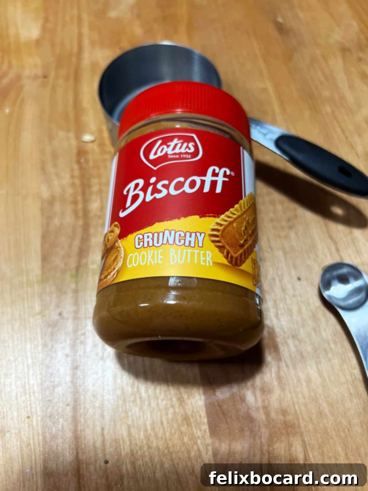 Jar of Lotus Biscoff cookie butter spread.