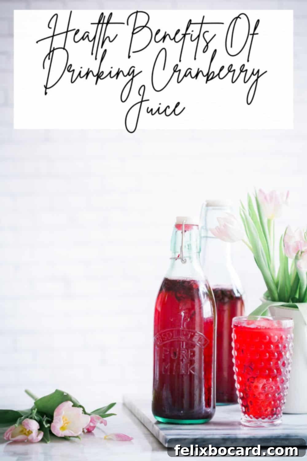 A visually appealing pin image designed for social media, highlighting the health benefits of cranberry juice.