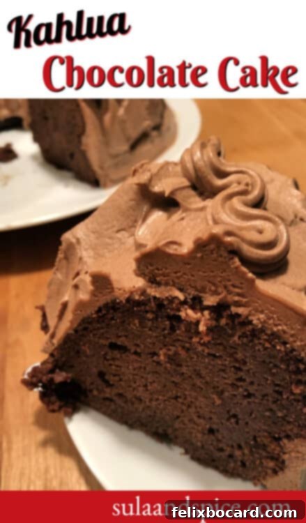 Kahlua Chocolate Cake, ready for serving