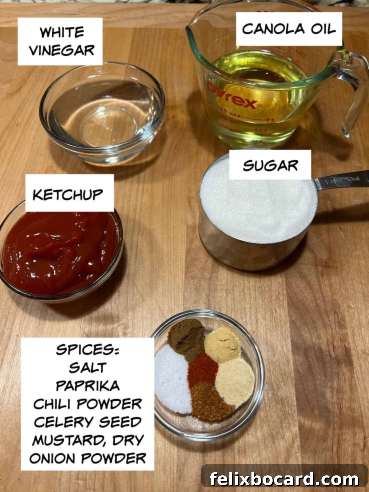 Whip Up Zesty Homemade Catalina Dressing 3 ingredients: vinegar, oil, sugar, ketchup, and spices.