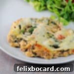 Spaghetti squash, spinach, and ground turkey casserole, a wholesome and comforting meal ready to be served.