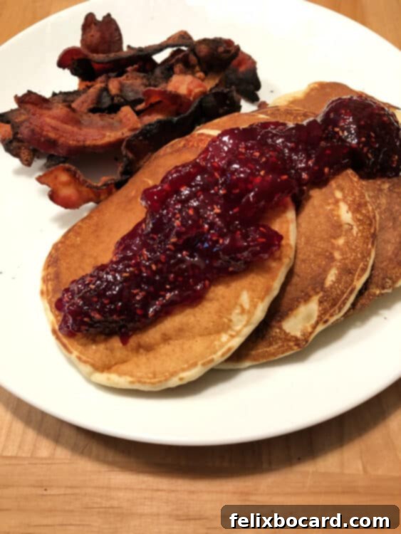 Pancakes with raspberry jam