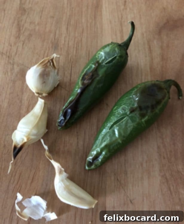 roasted pepper and garlic cloves for salsa