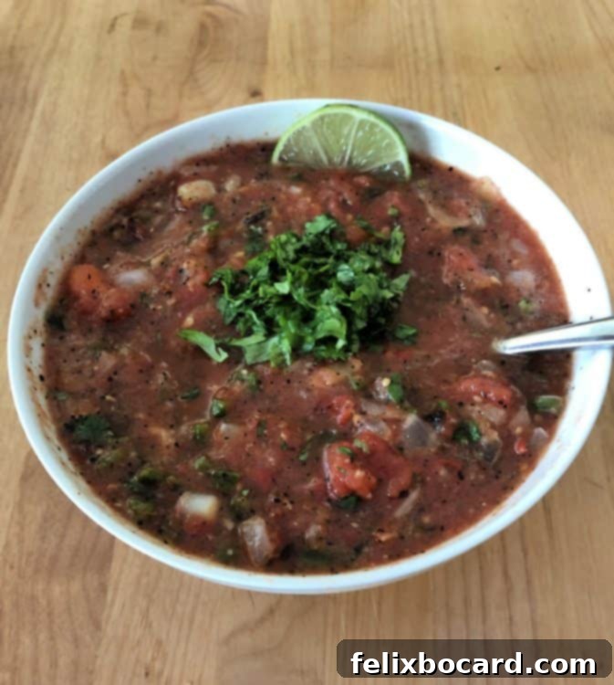 bowl of freshly made roasted salsa