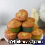stack of banana bread muffins on a serving plate.