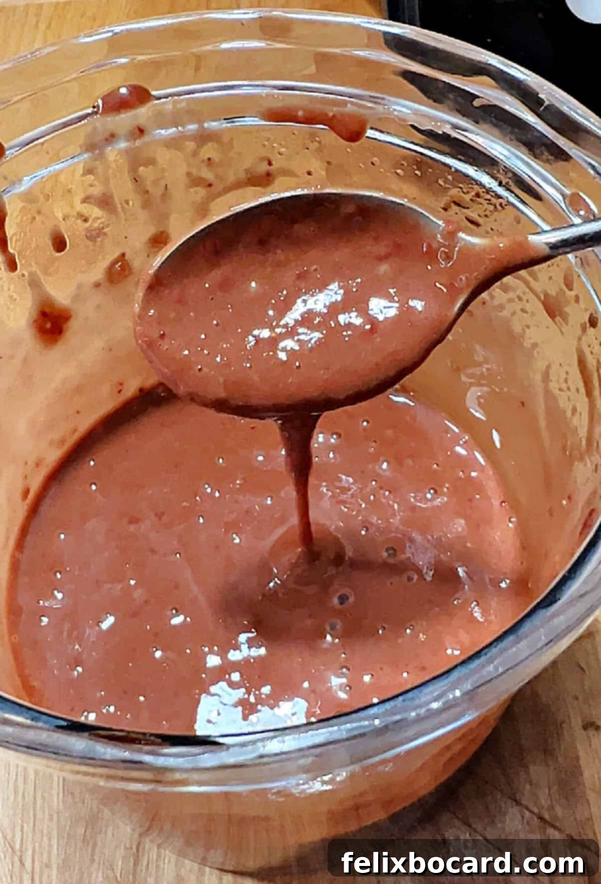 Finished vinaigrette on the blender jar.