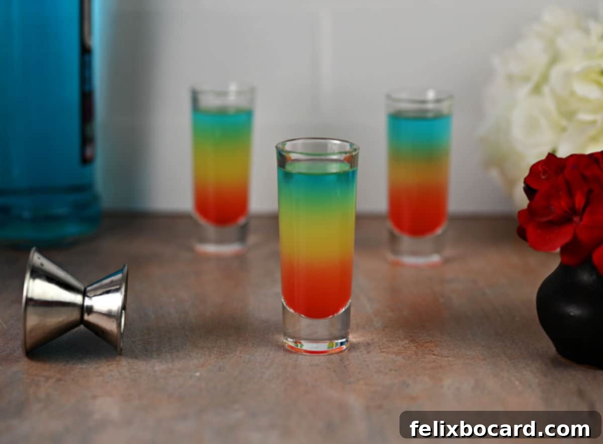 Group of 3 rainbow shots, ready to drink!
