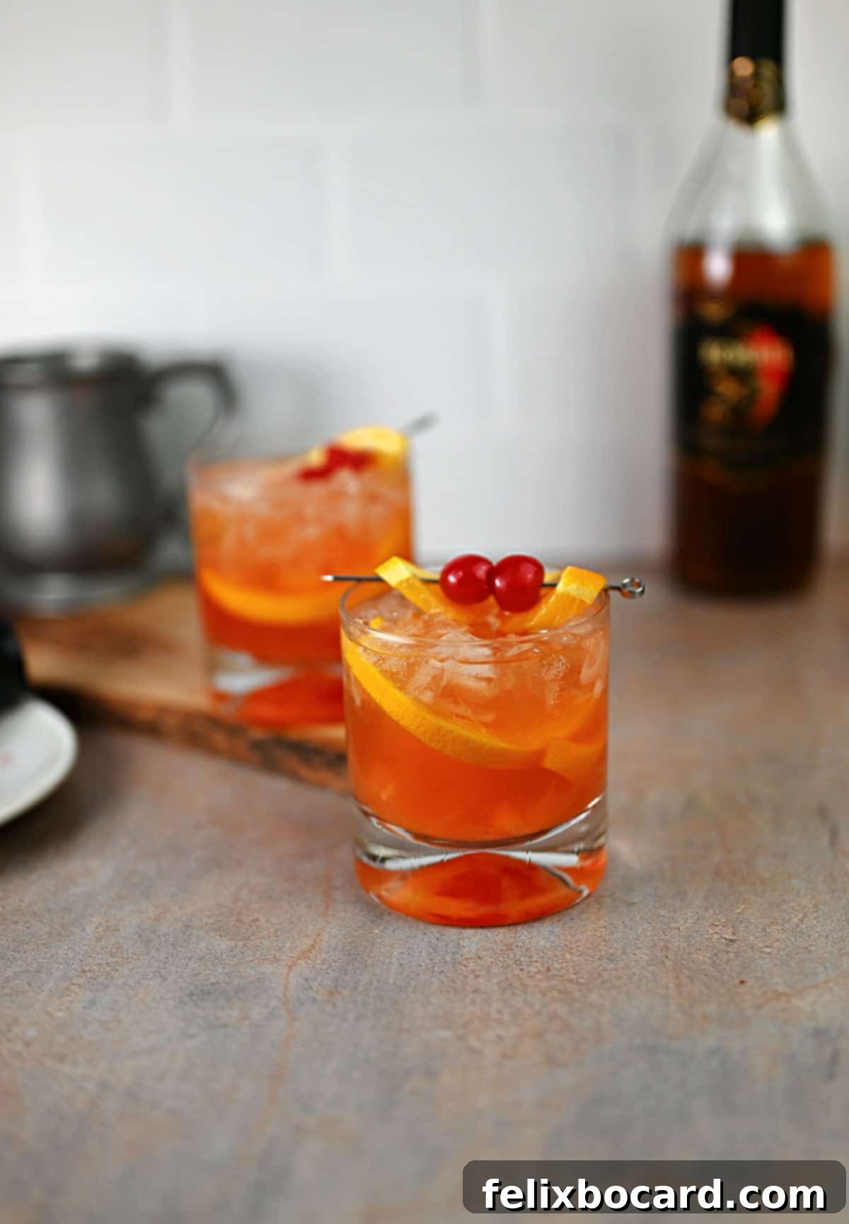 Sweet Wisconsin Brandy Old Fashioned 6 Two brandy old fashioned sweet drinks ready to serve.