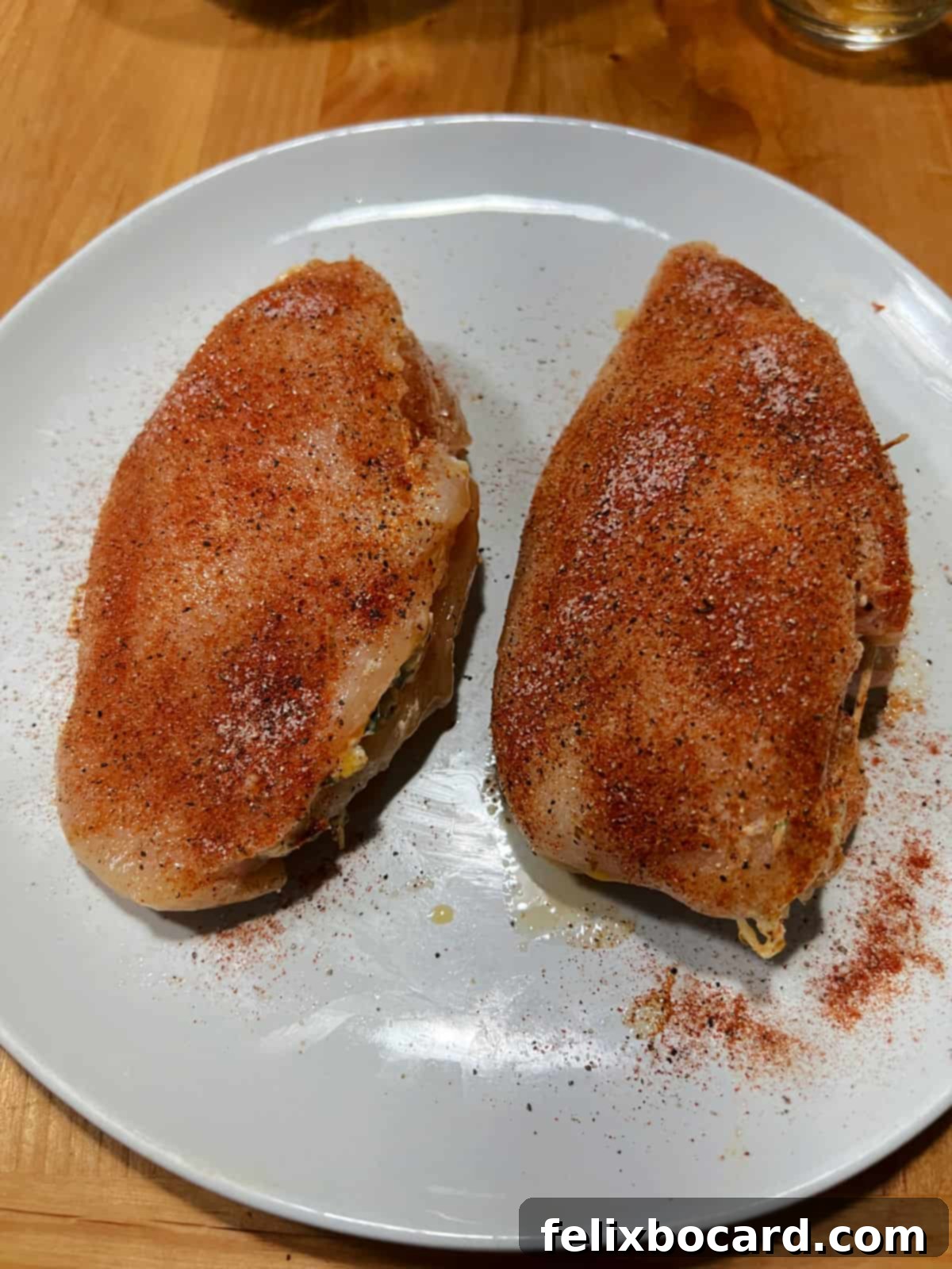 Chicken pieces seasoned with paprika mixture.