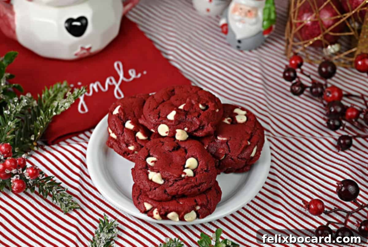 small plate stacked with red velvet cake mix cookies.