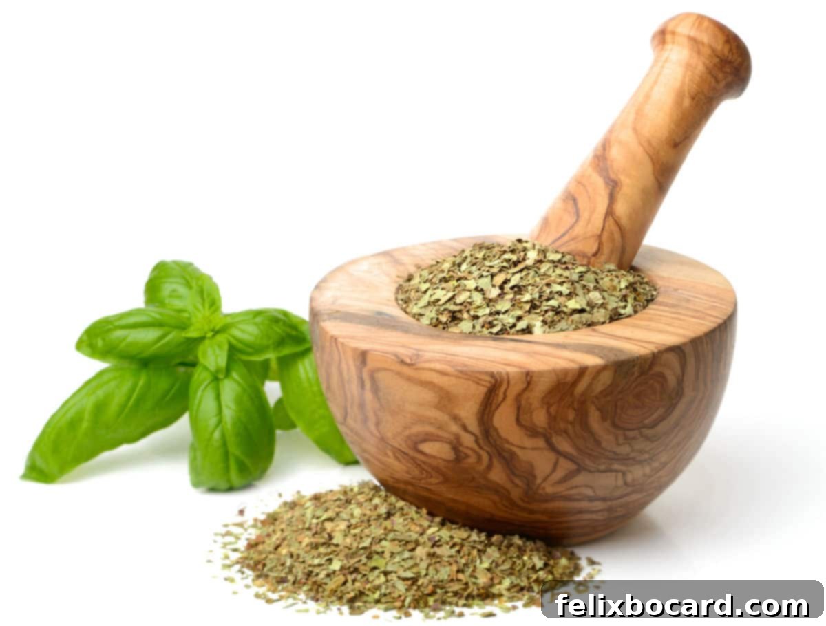 21 Delicious Makeovers for Your Leftover Shredded Chicken 5 Aromatic herbs displayed in a mortar and pestle, ready to infuse flavor into dishes.