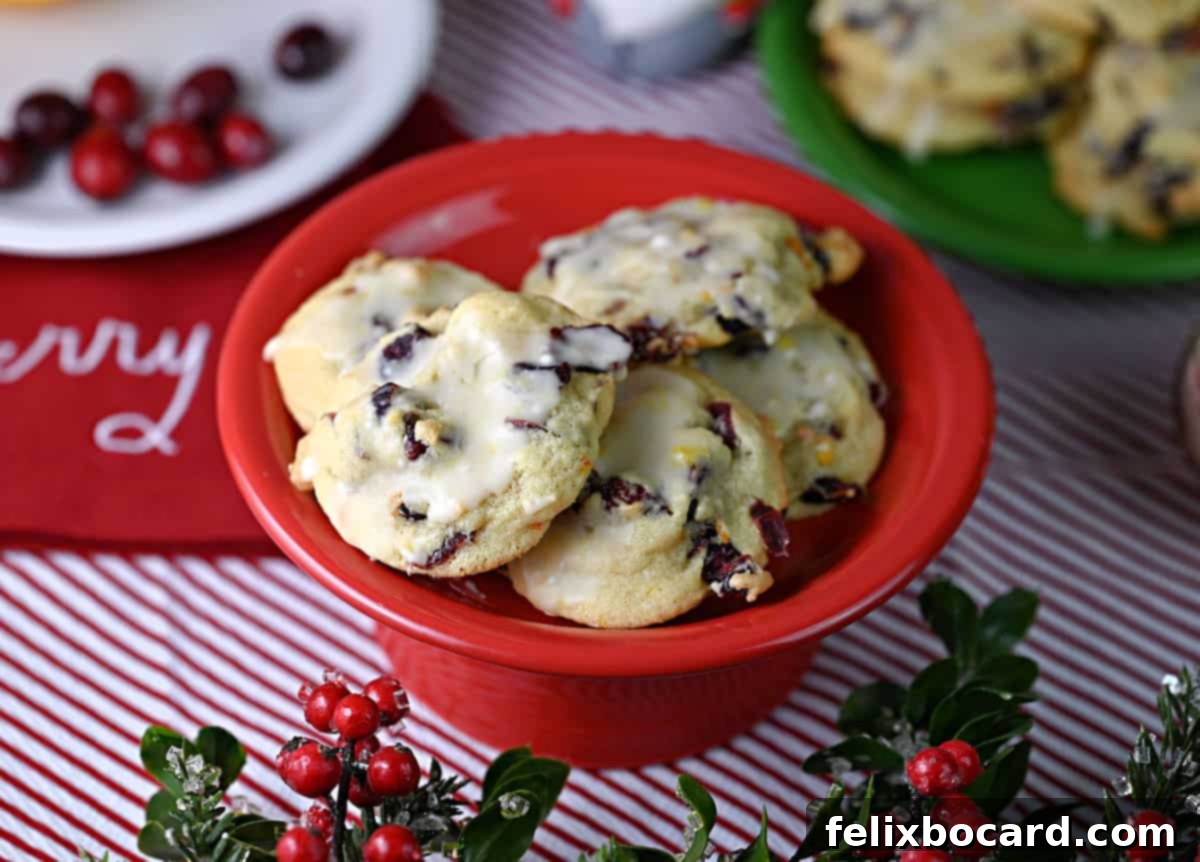 Cranberry orange meltaway cookies on a red plate.