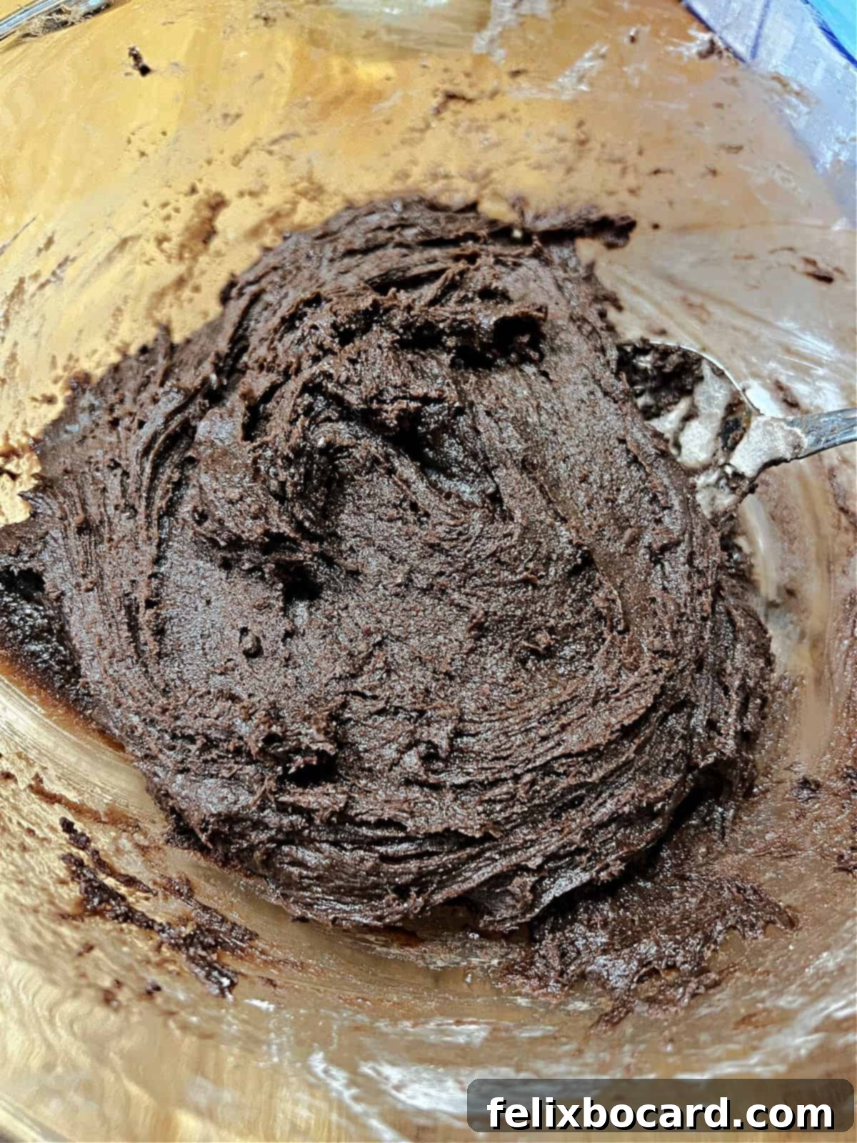 Thick dough made from the brownie mix.