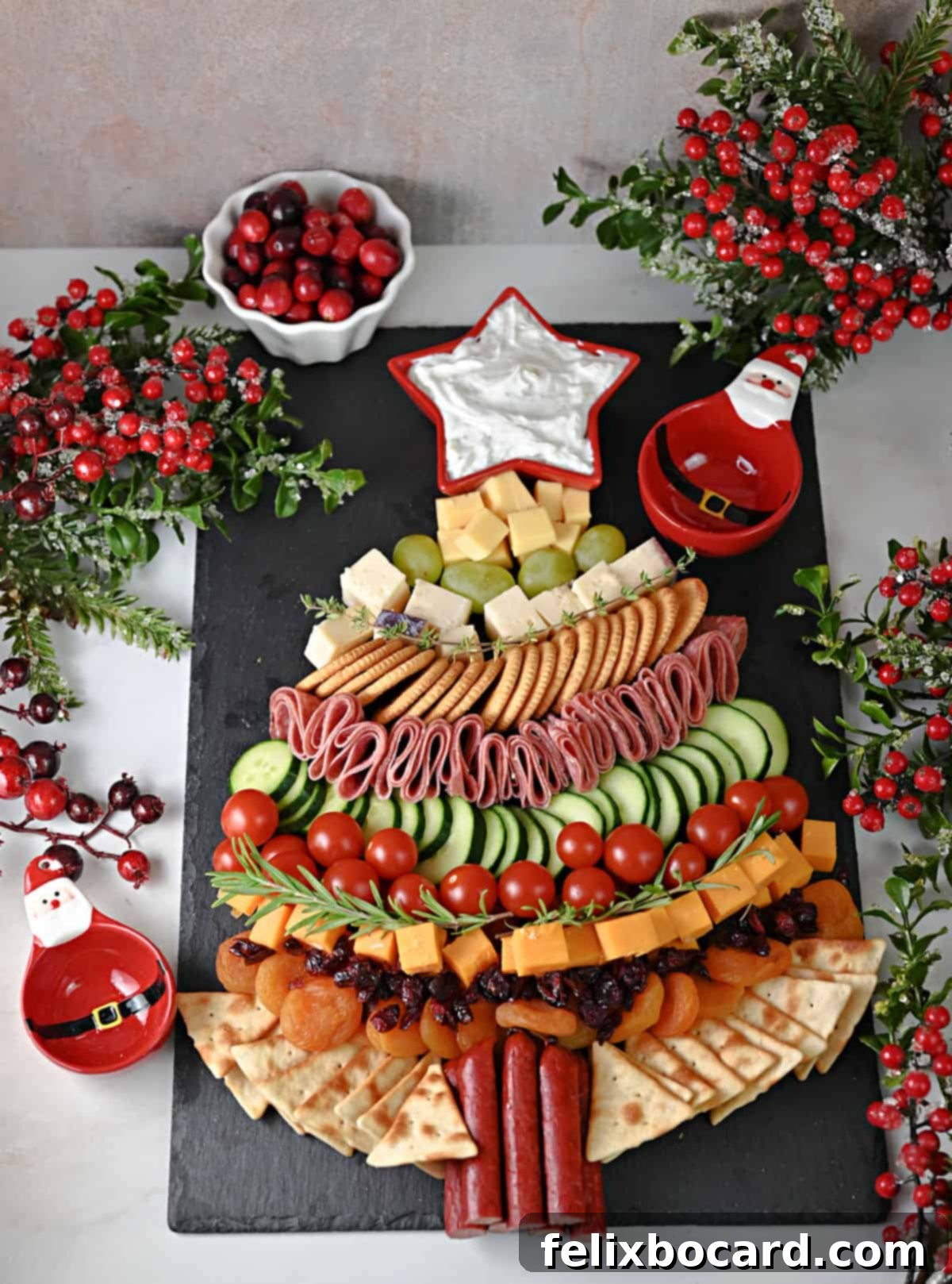 Christmas tree shaped charcuterie board.