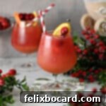 Zesty Cranberry Orange Vodka Chill 9 Cranberry orange vodka slush in a stemmed glass.