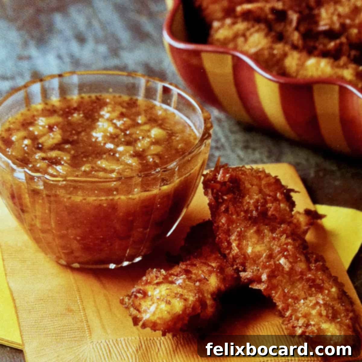 Coconut crusted chicken tenders, a delightful tropical twist.