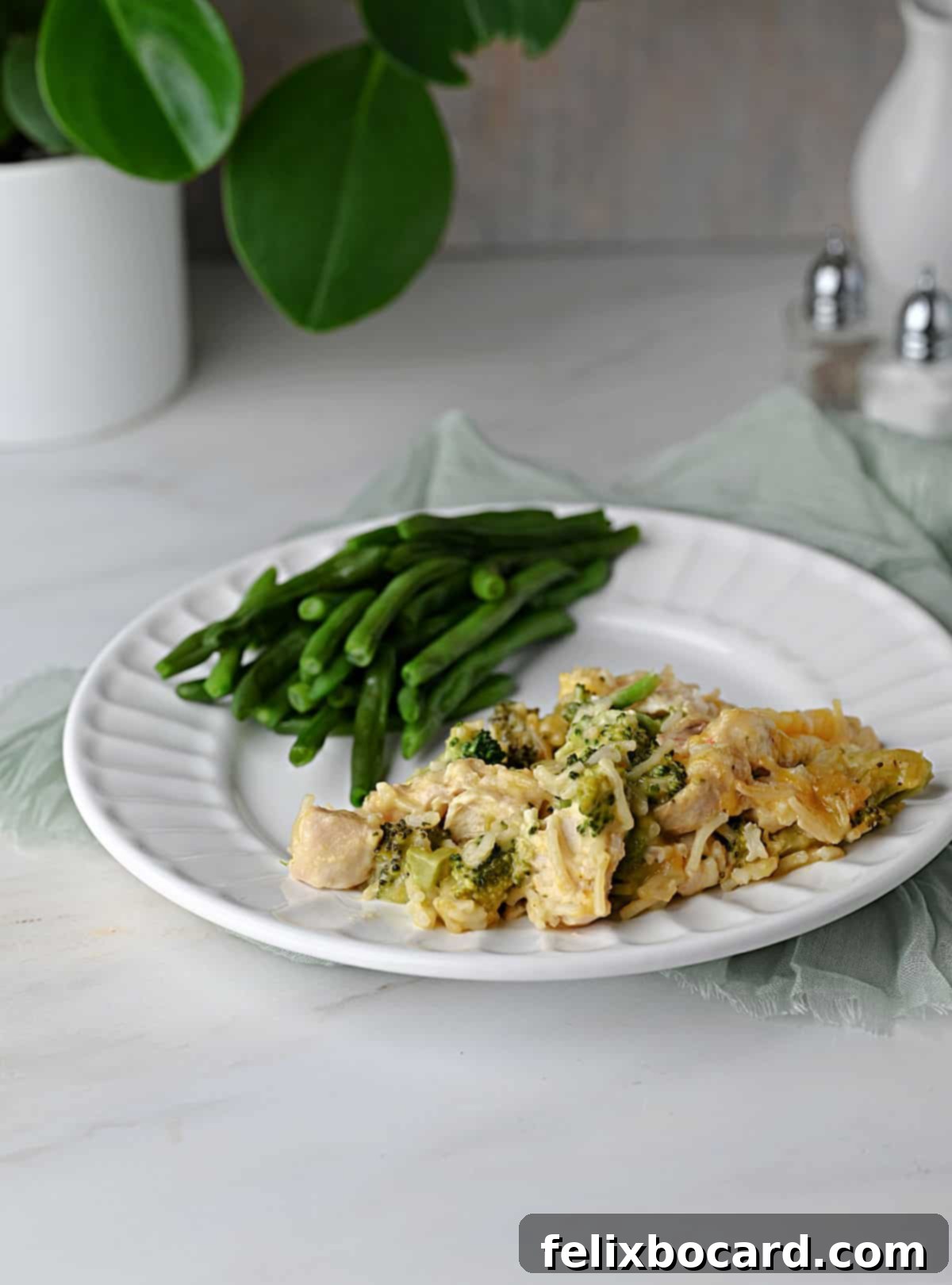 Plate of casserole ready to eat.