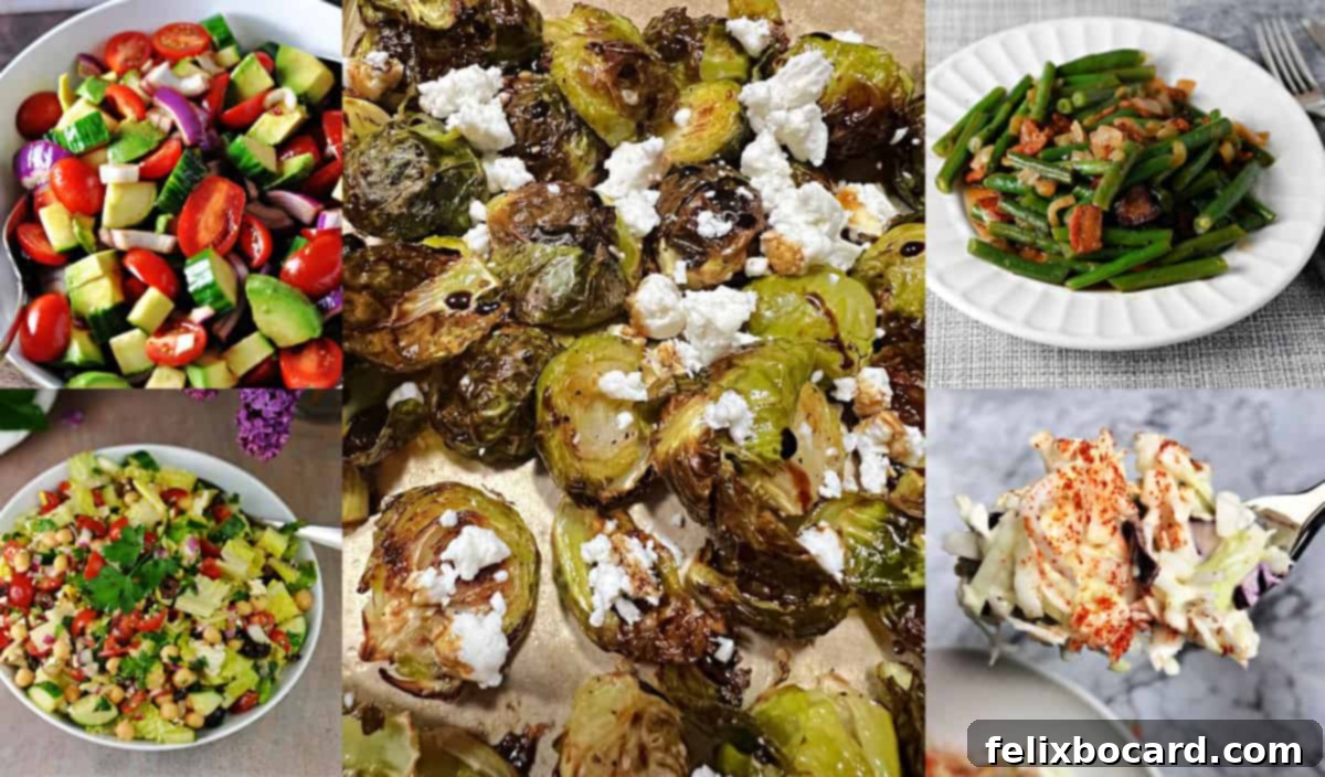 A vibrant collage showcasing various delicious side dishes perfect for serving with cod fish, including salads, roasted vegetables, and crispy fries, offering diverse options for any meal.