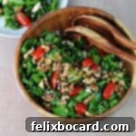 A rustic wood serving bowl brimming with vibrant arugula, crumbled feta cheese, and juicy cherry tomatoes, showcasing a fresh and inviting salad.