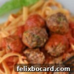 Garden Fresh Beef & Zucchini Meatballs 14 Beef and zucchini meatballs served in sauce on pasta.