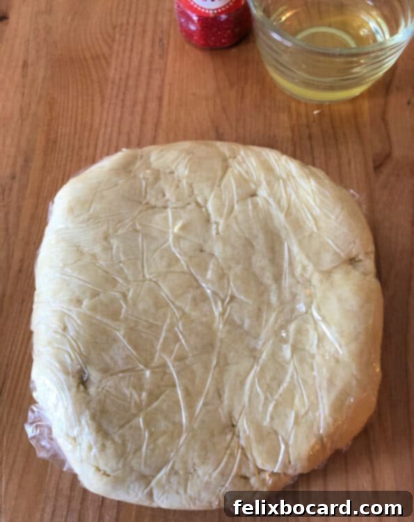 dough in plastic wrap