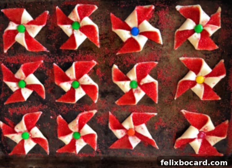 tray of unbaked poinsettia cookies