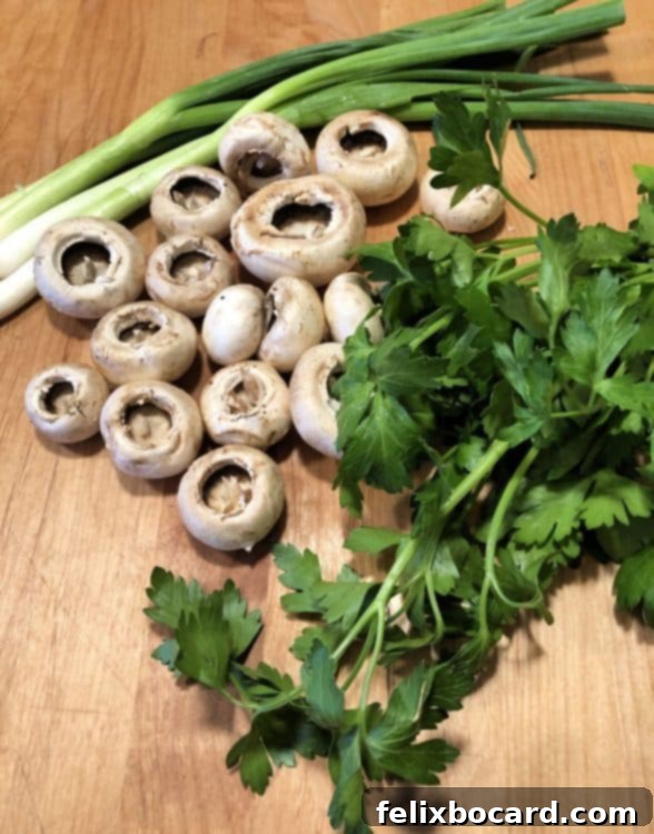 parsley mushrooms and green onions