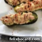 close up of a tuna salad boat