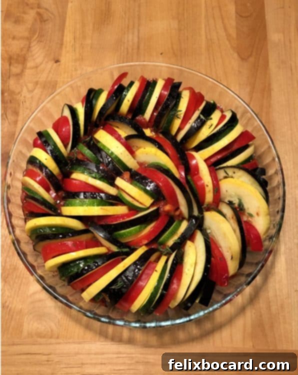 Underground Gourmet 4 Vegetables meticulously arranged in a circular baking pan