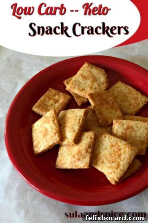 A captivating Pinterest pin for keto snack crackers, emphasizing their appeal as a healthy low-carb snack.