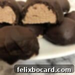 Decadent Keto Chocolate Cheesecake Bites 4 cut open keto chocolate cheesecake fat bomb