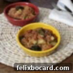 Garden Veggie Spaghetti Squash Bake 7 vegetarian spaghetti squash casserole in one red and one yellow bowl