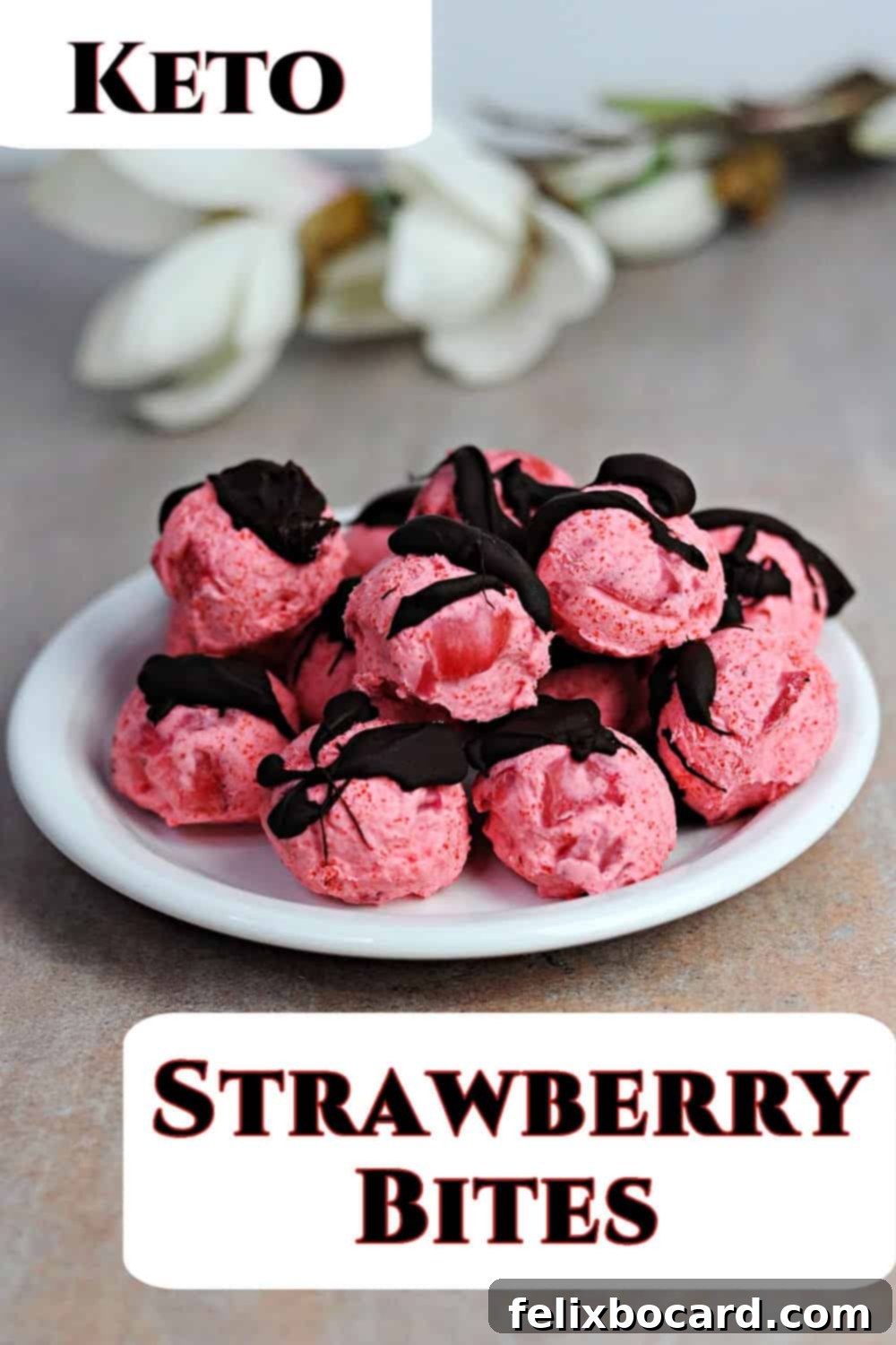 Pin image for Keto Strawberry Fat Bombs recipe.